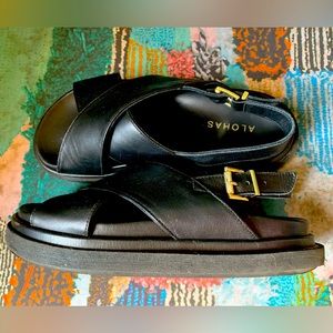 Alohas Marshmallow total black sandals size 36